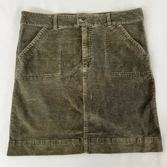 Carhartt Corduroy Skirt Size 8 Olive Green Knee Length Fall Pockets Academia - Picture 2 of 10
